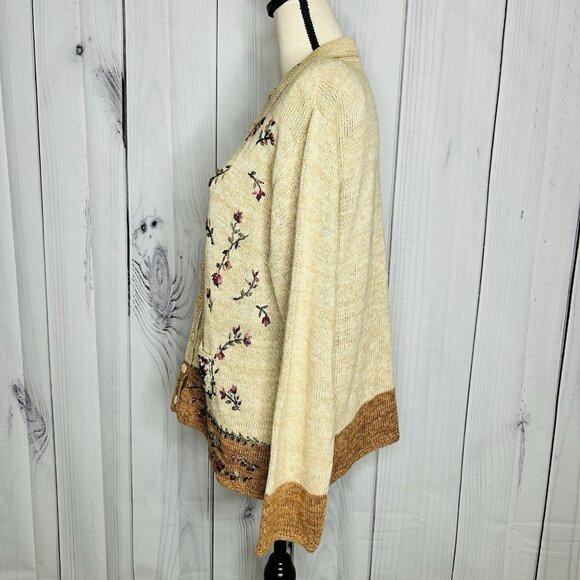 Carolina Colours Sweater Womens Sz XL Embroidered Floral Cardigan Vintage - Picture 8 of 11